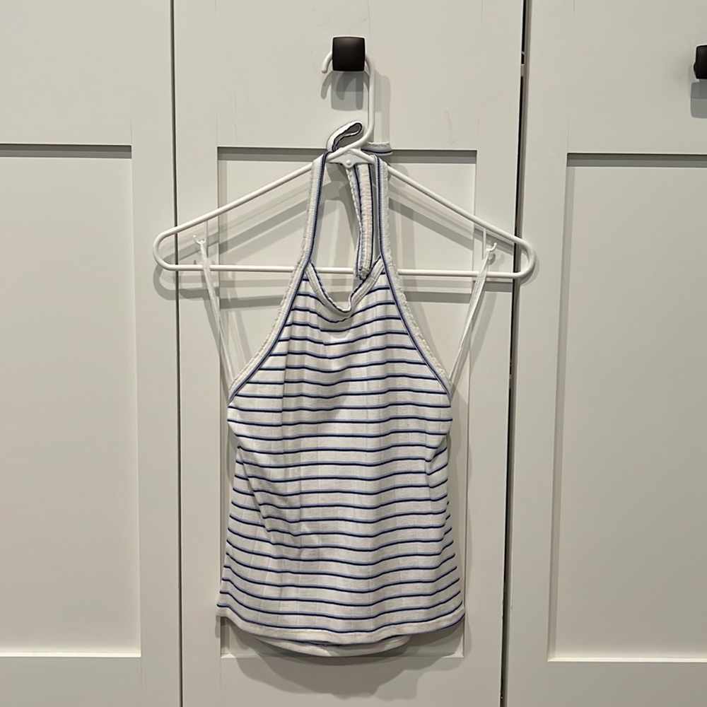White and blue tank top